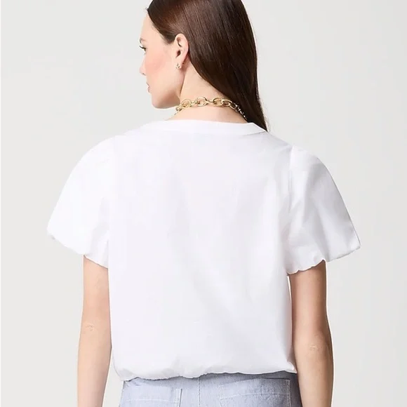 NWT J. Crew factory Puff-sleeve tie-waist top in white size Small - Picture 2 of 8